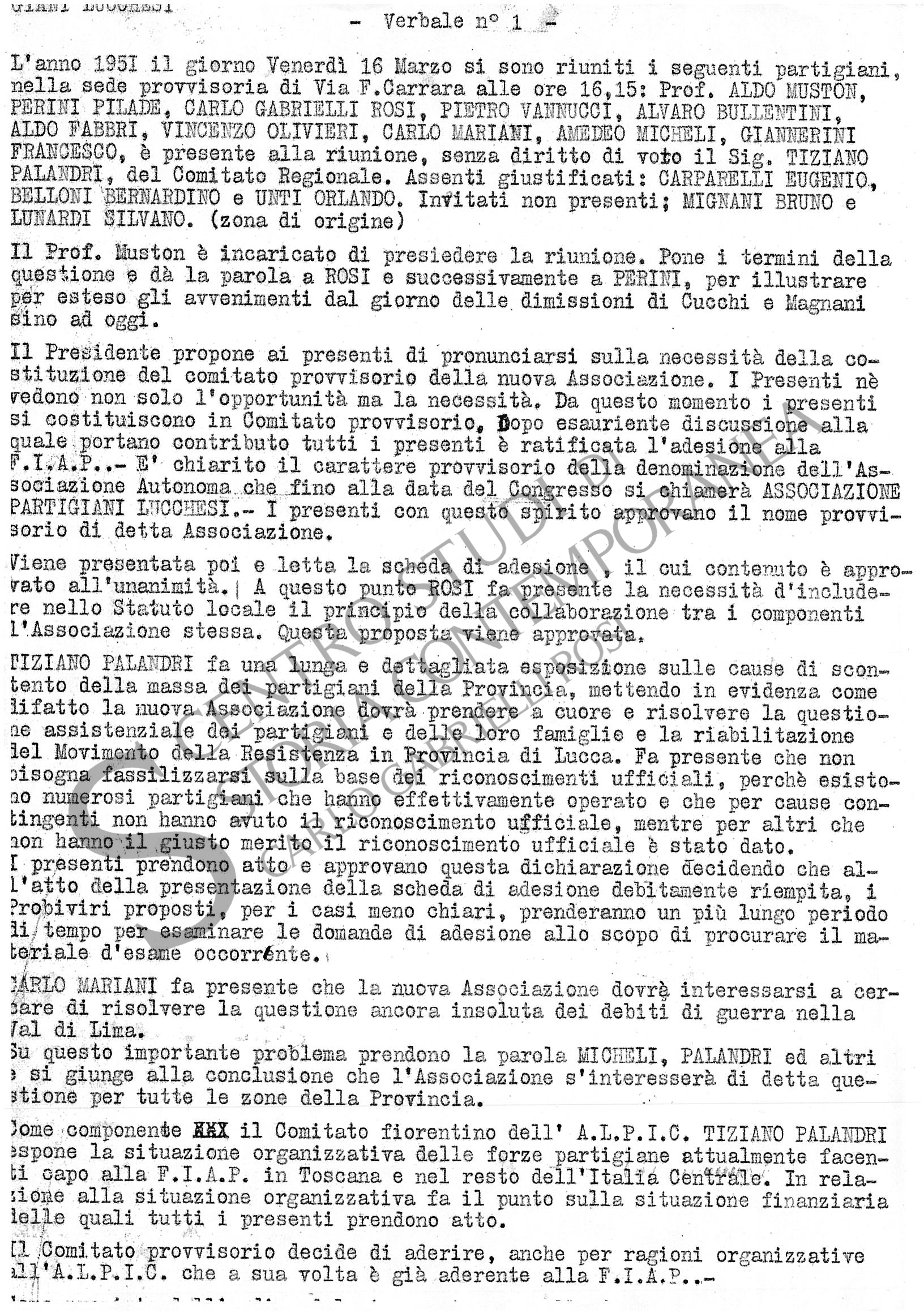 Vita Associativa A.T.V.L. (1944 -1955) – Fondo Associazione Toscana Volontari della&nbsp;Libertà.